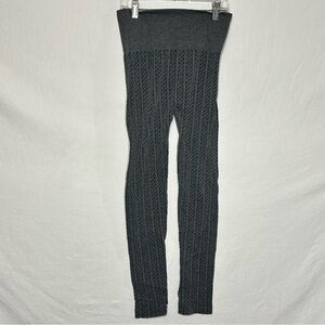 A&I Women's L/XL Charcoal Grey Cable Knit High Waist Soft Leggings